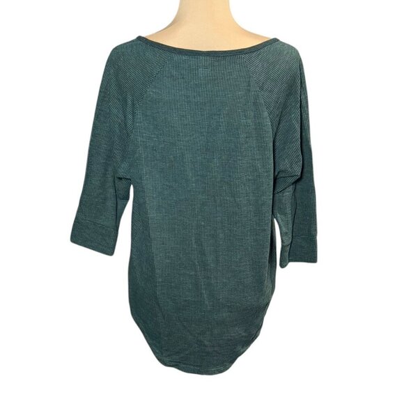 NWOT Alternative Apparel Rib Knit Top Sz.L Half Button Dark Green Basic Y2K - Picture 3 of 10